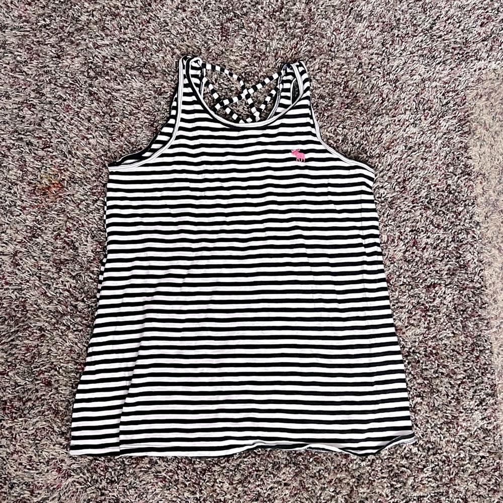 Blue and white striped tank top